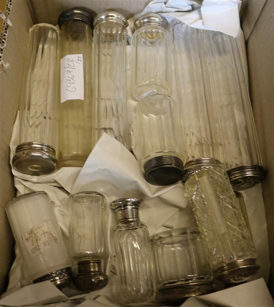 25 silver topped toilet jars